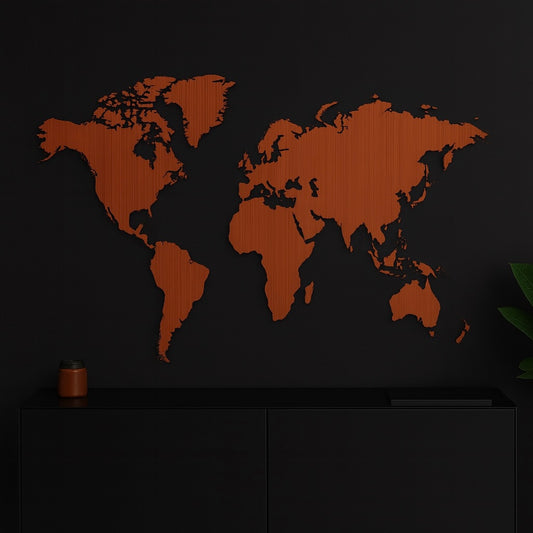 Mapa del mundo en acabado parota