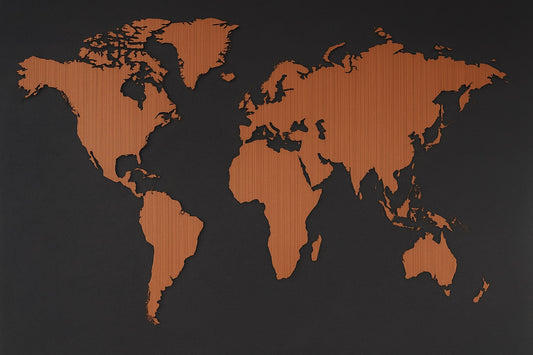 Mapa del mundo en acabado parota