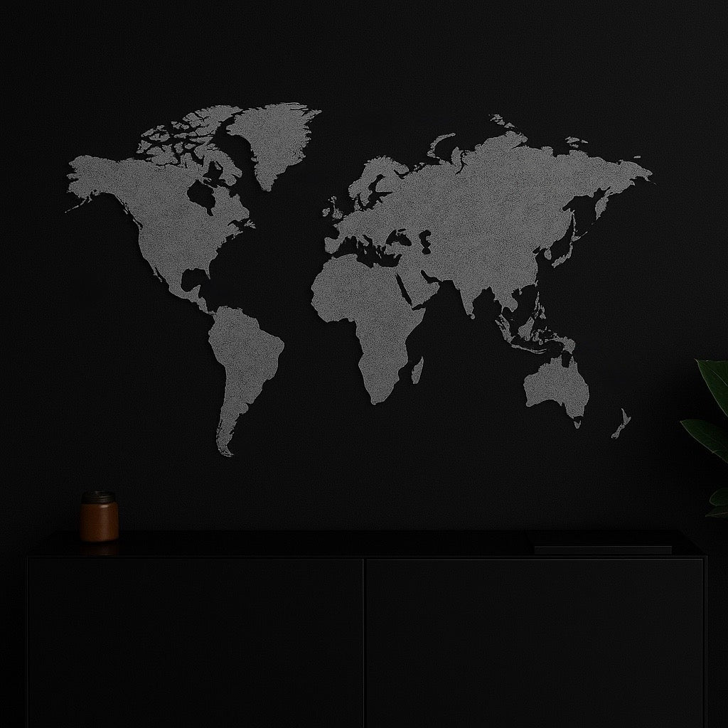 Mapa del mundo en acabado concreto