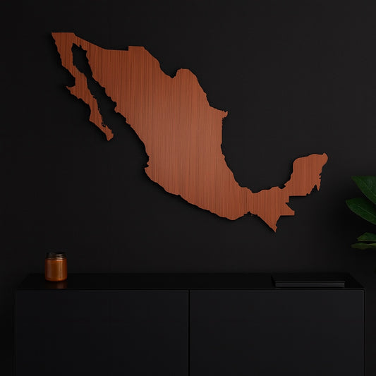 Mapa de México en acabado parota