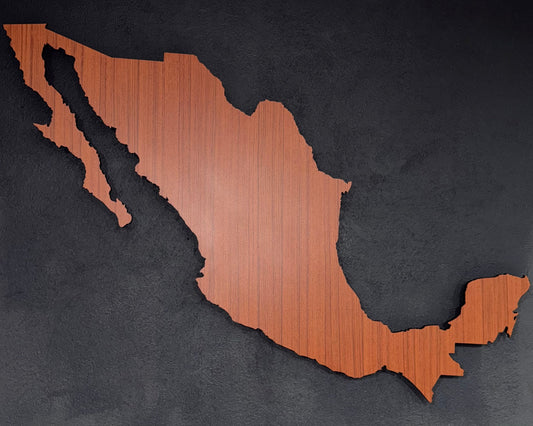 Mapa de México en acabado parota